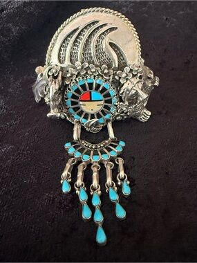 Signed Native American Turquoise Statement Bracelet